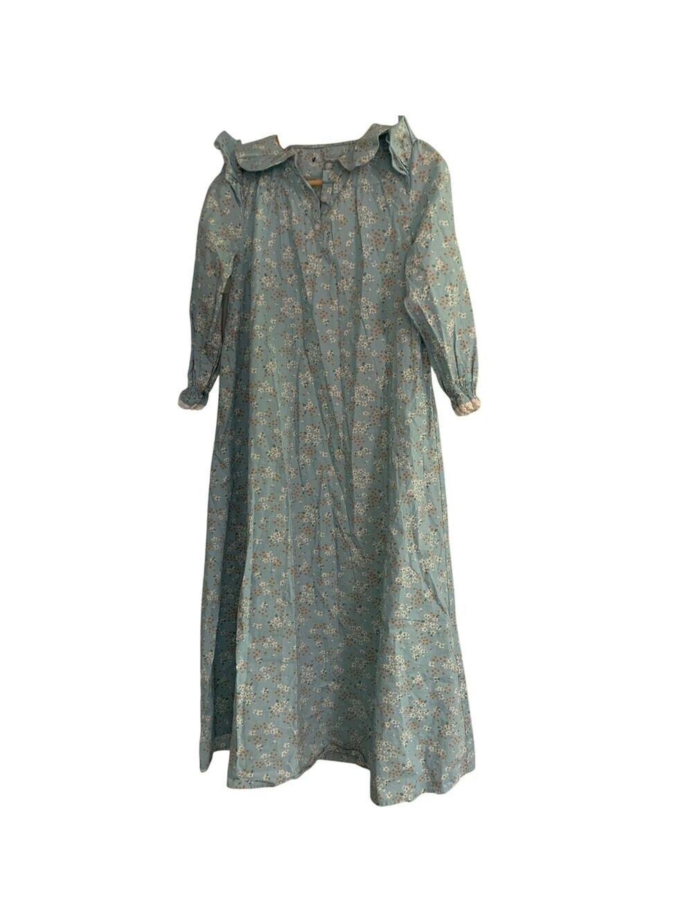 Vintage Floral Nightgown Dress Prairie Lace Modesty Puff Sleeve Maxi Multicolor - Picture 1 of 5